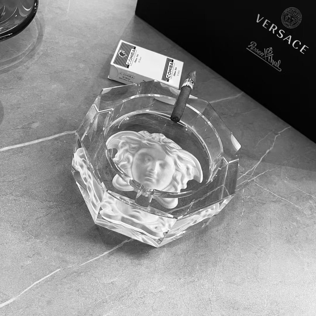 Versace glass single ashtray trinket tray